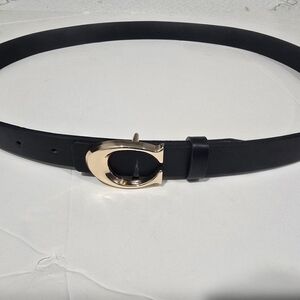 .  Black Leather Belt with Gold Buckle